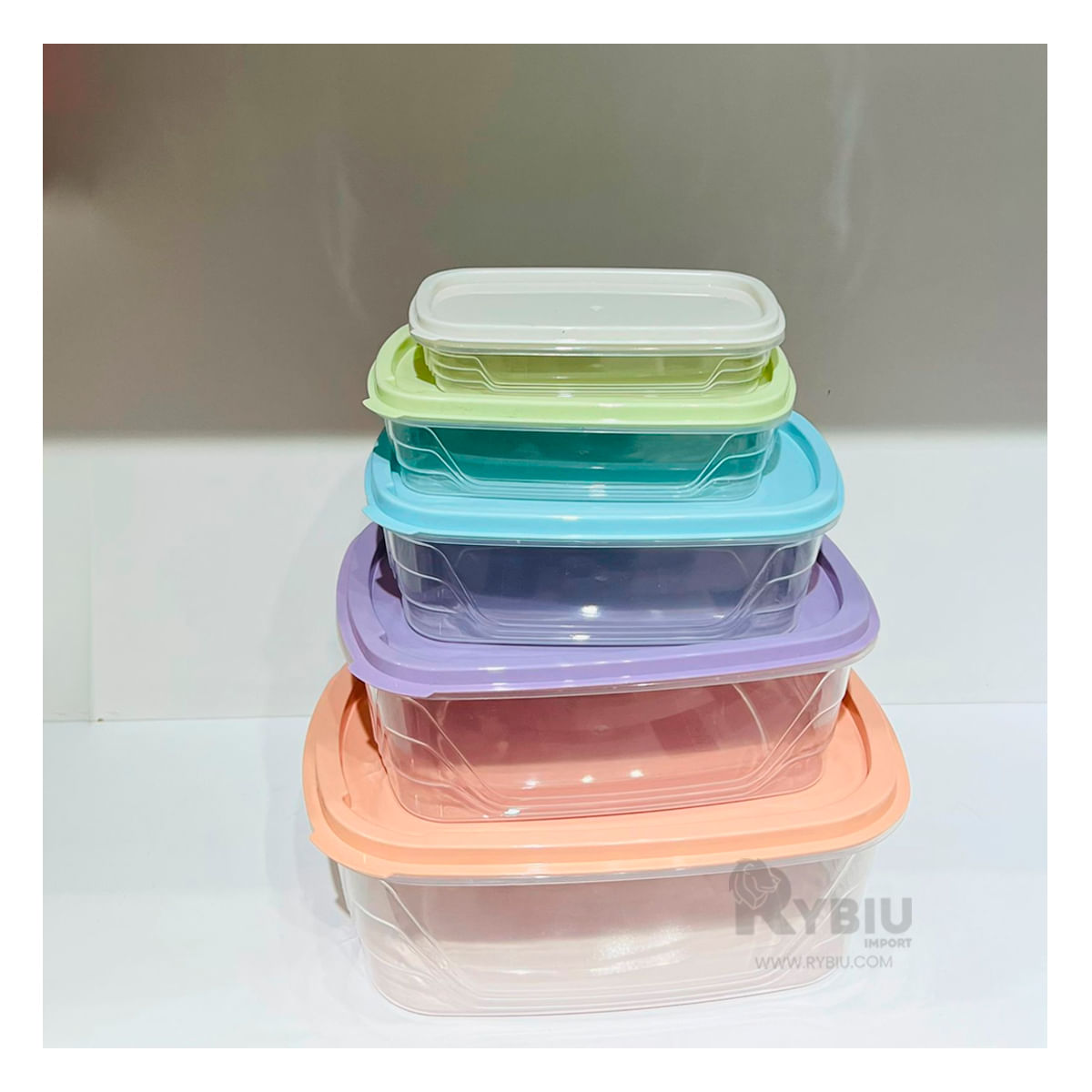 Set de 5 Taper Cuadrado con Tapa Multicolor