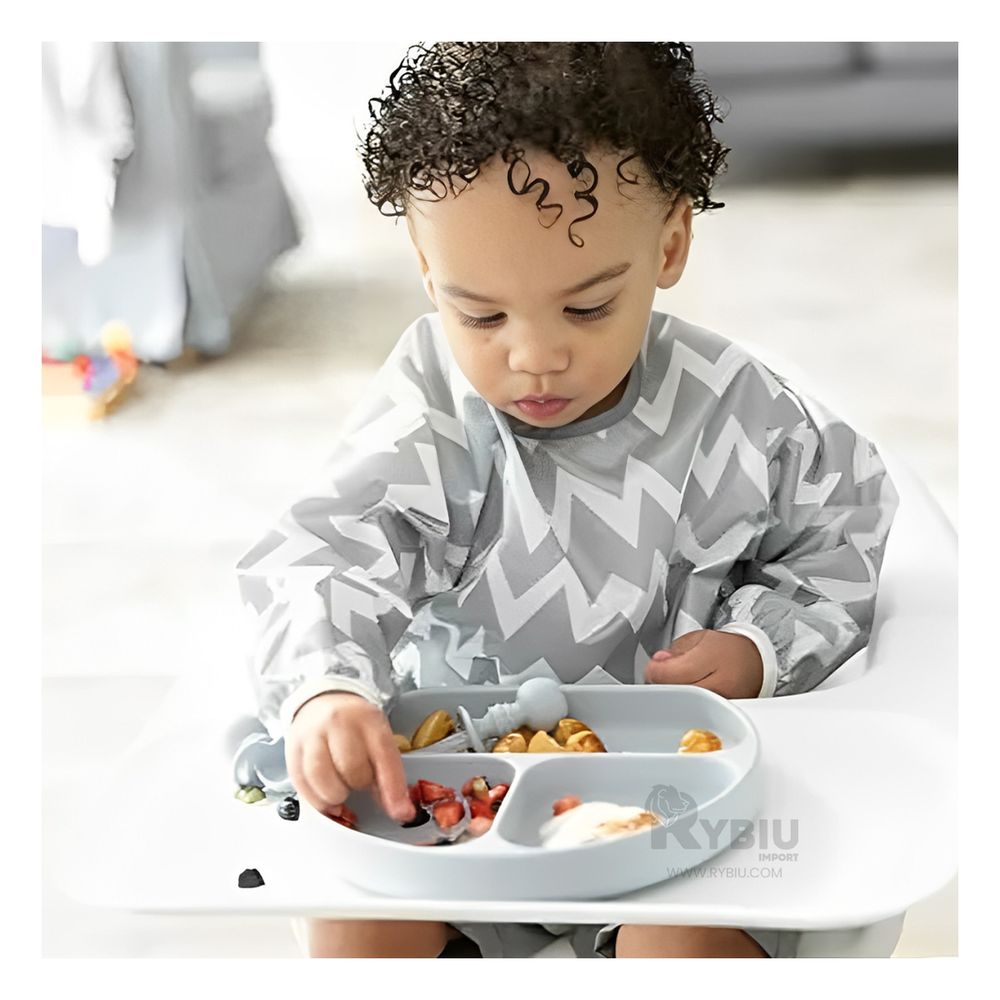 Plato de Silicona de 3 Divisiones para Bebe en Color Plomo Plato de Silicona de 3 Divisiones para Bebe en Color Plomo