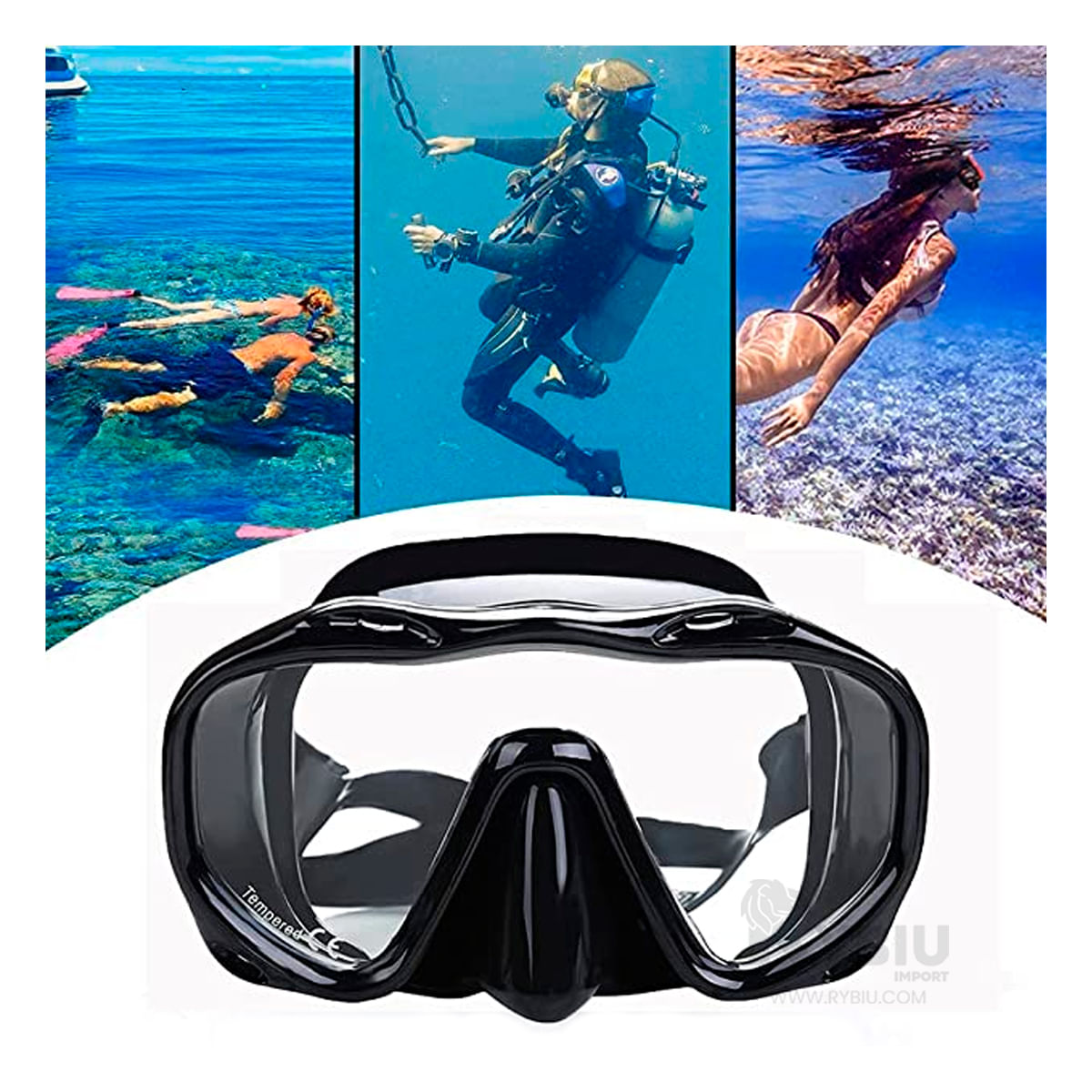 Lentes Excelentes para el Mar y Buceo Negro Y+Agendita