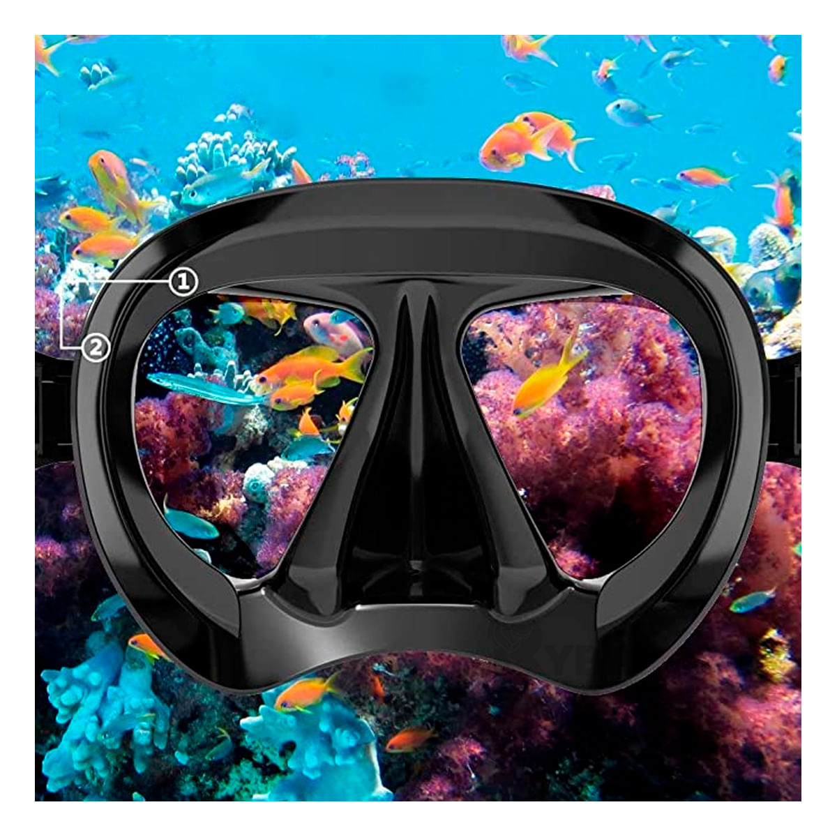 Lentes Divertido para Bucear en el Mar Negro Y+Stickers