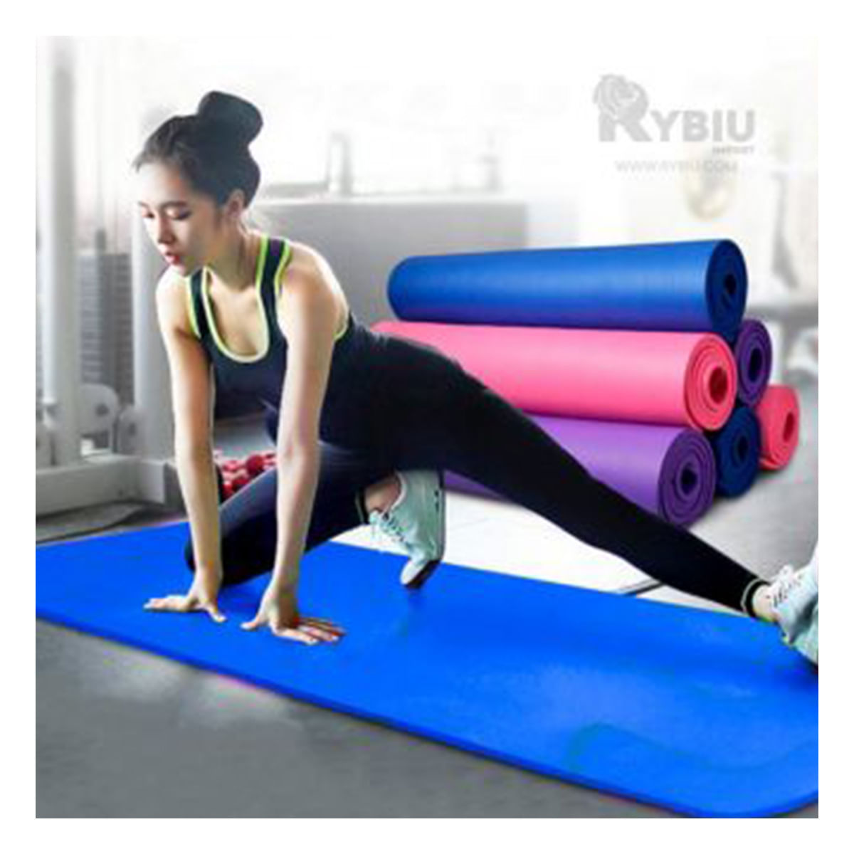 Mat 10mm para Gimnasio en Color Azul Y+Papel de Regalo