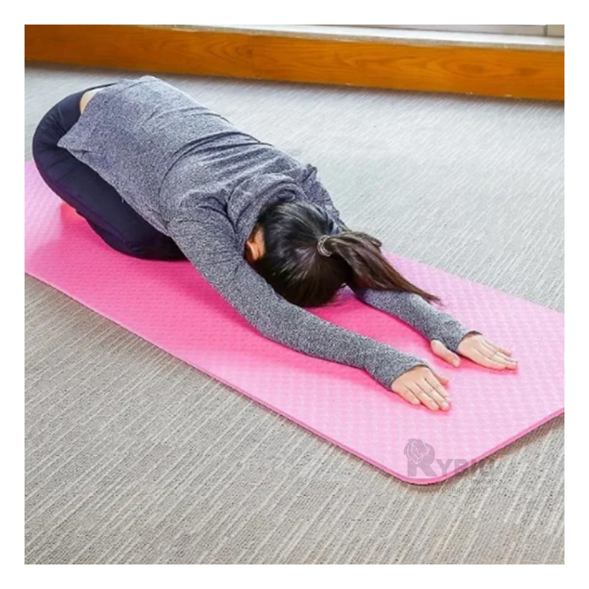 Mat de Goma para Pilates Comodo en Rosado Y+Stickers