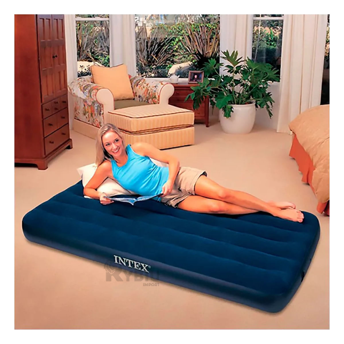 Colchon de 2 Plazas para Uso en Exteriores Azul Y+Agendita