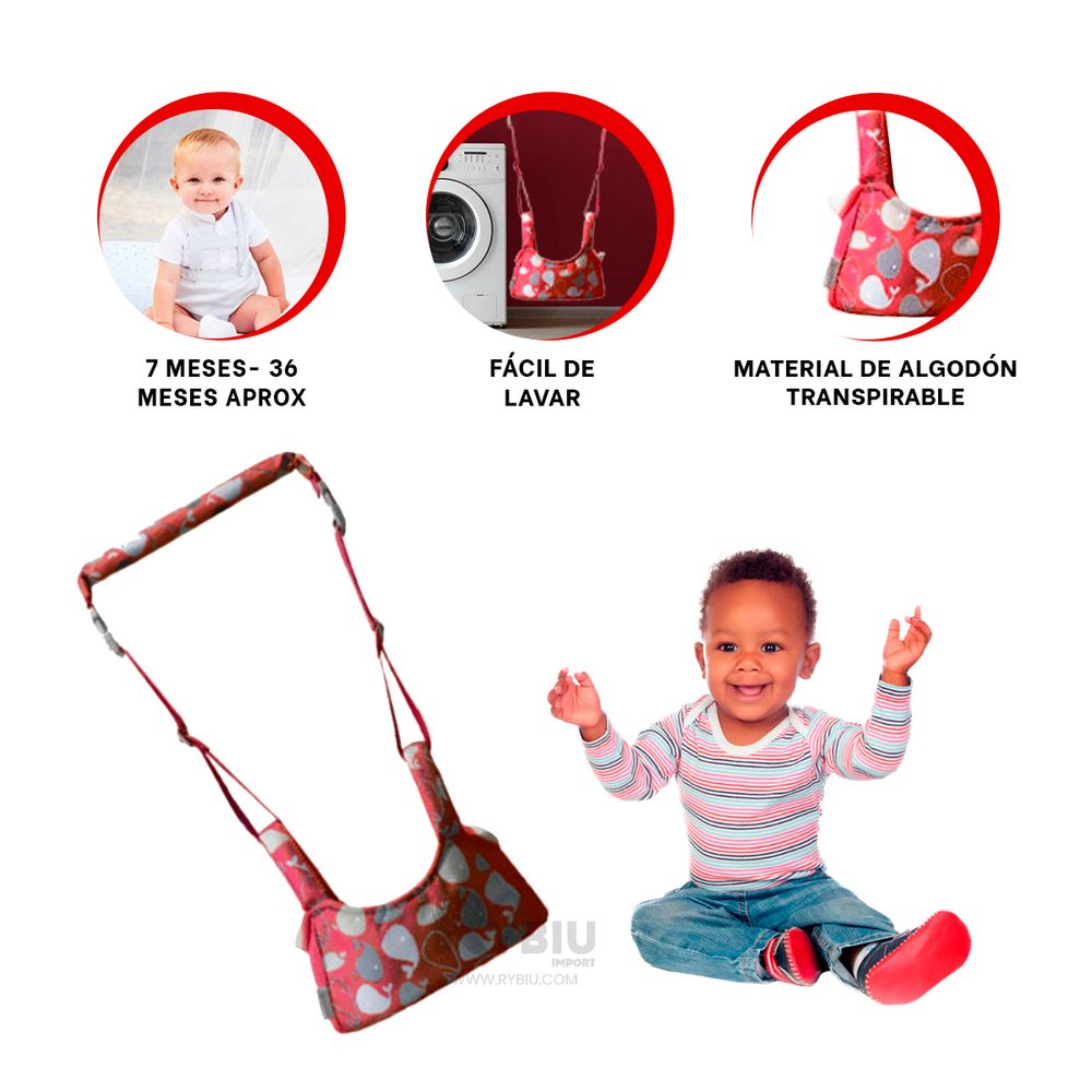 Arnes Practico de Bebe en Color Rojo Y+Stickers Arnes Practico de Bebe en Color Rojo Y+Stickers