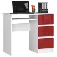 Escritorio de Melamina Moderno Blanco-Rojo 90cm