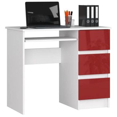 Escritorio de Melamina Moderno Blanco-Rojo 90cm Escritorio de Melamina Moderno Blanco-Rojo 90cm