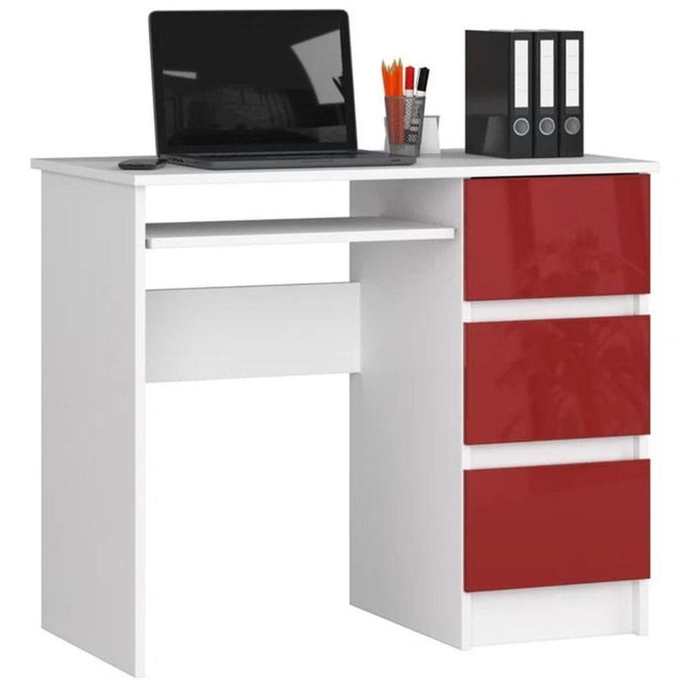 Escritorio de Melamina Moderno Blanco-Rojo 90cm