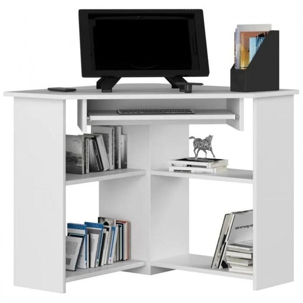 Escritorio Esquinero de Melamina Blanco 80cm