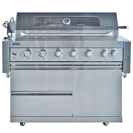 Parrilla a Gas Multicocción 7 Quemadores con Gabinete y Rostizador