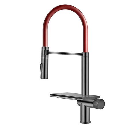 Grifería multifuncional Deluxe con Cascada y Maguera Flexible Roja