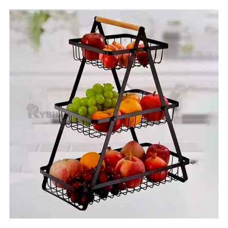 Frutero Desmontable de 3 Niveles en Color Negro Frutero Desmontable de 3 Niveles en Color Negro