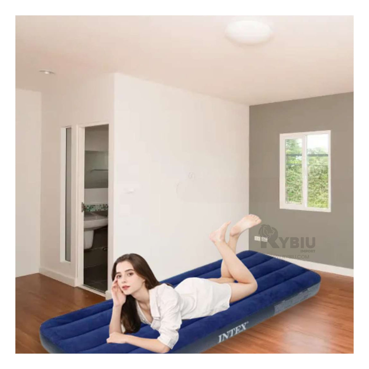 Colchon de Aire Individual para Camping Azul Y+Stickers