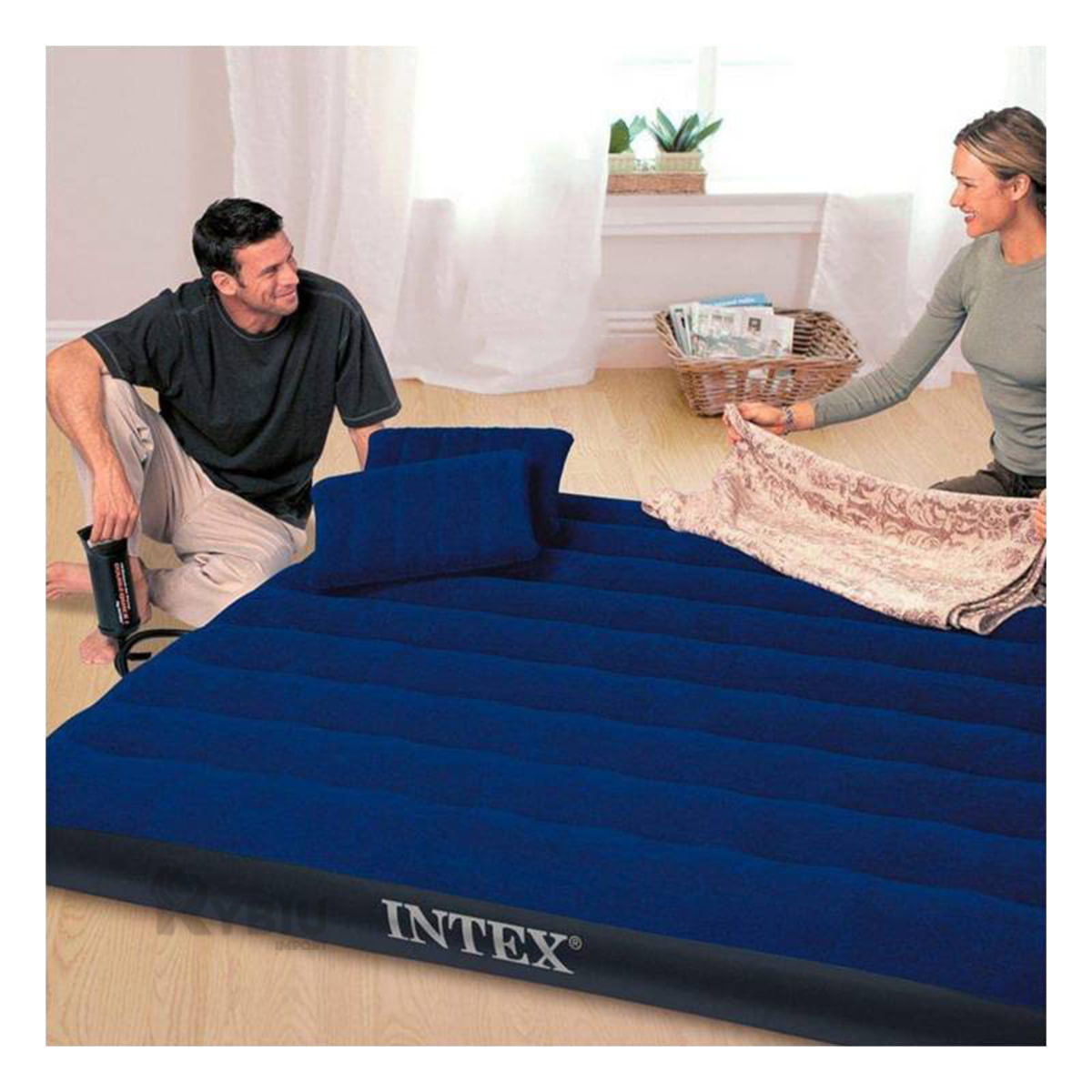 Colchon de Material Resistente para Camping Azul Y+Stickers