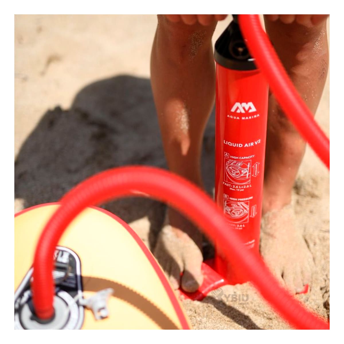 Bomba Manual de Alta Presión de Doble Acción en Rojo