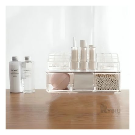 Caja Acrílica de Maquillaje 24 Divisores Color Blanco