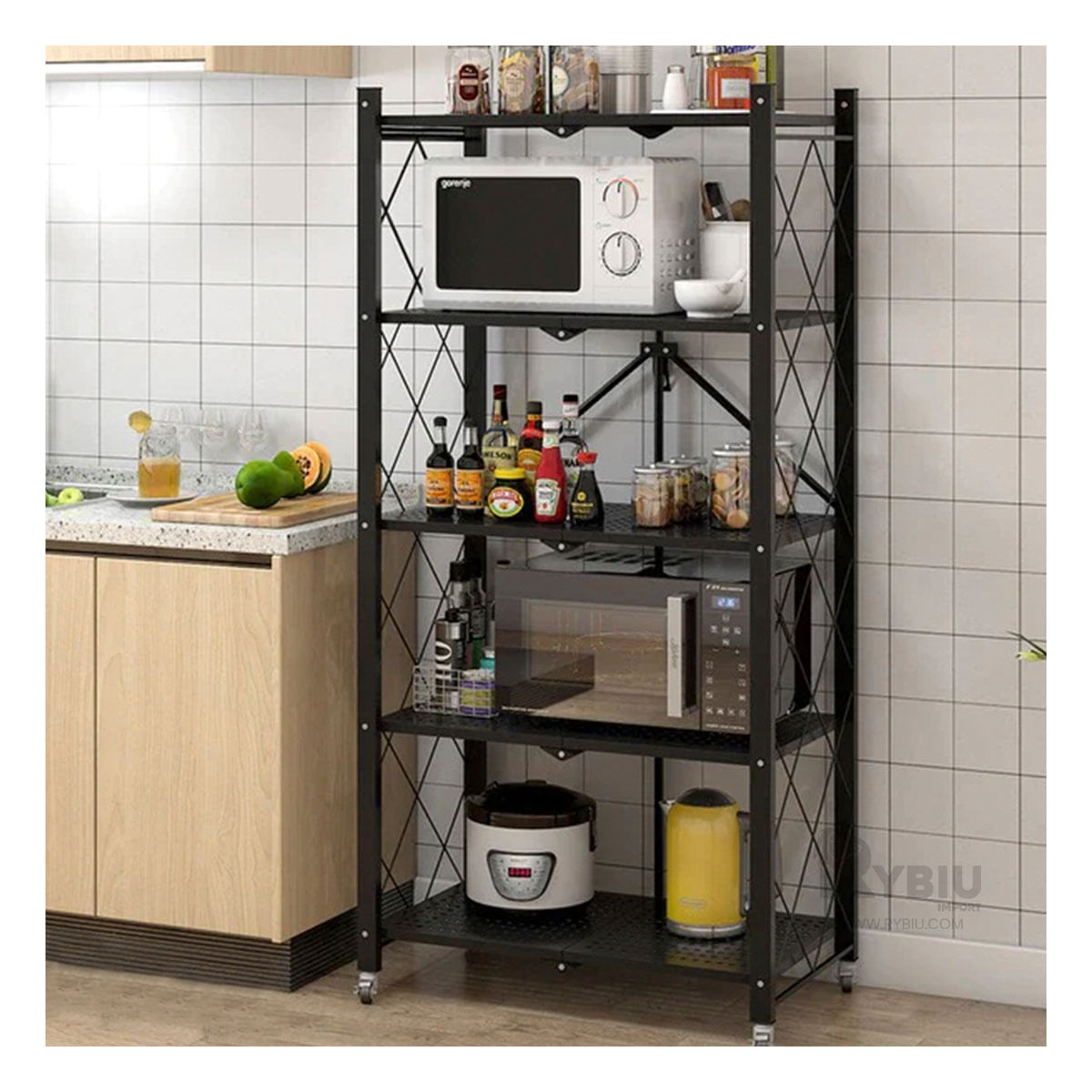 Estante Organizado de Metal en Color Negro Y+Stickers