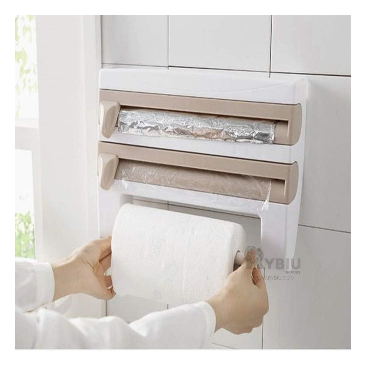 Expendedor Versatil en Color Beige Y+Post-it adhesivos