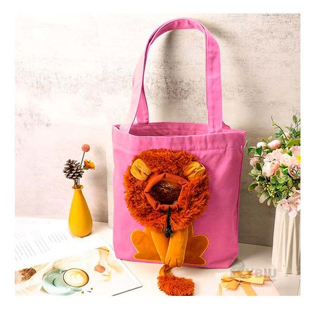 Cartera Transportadora para Mascota en Forma de Leon Rosado