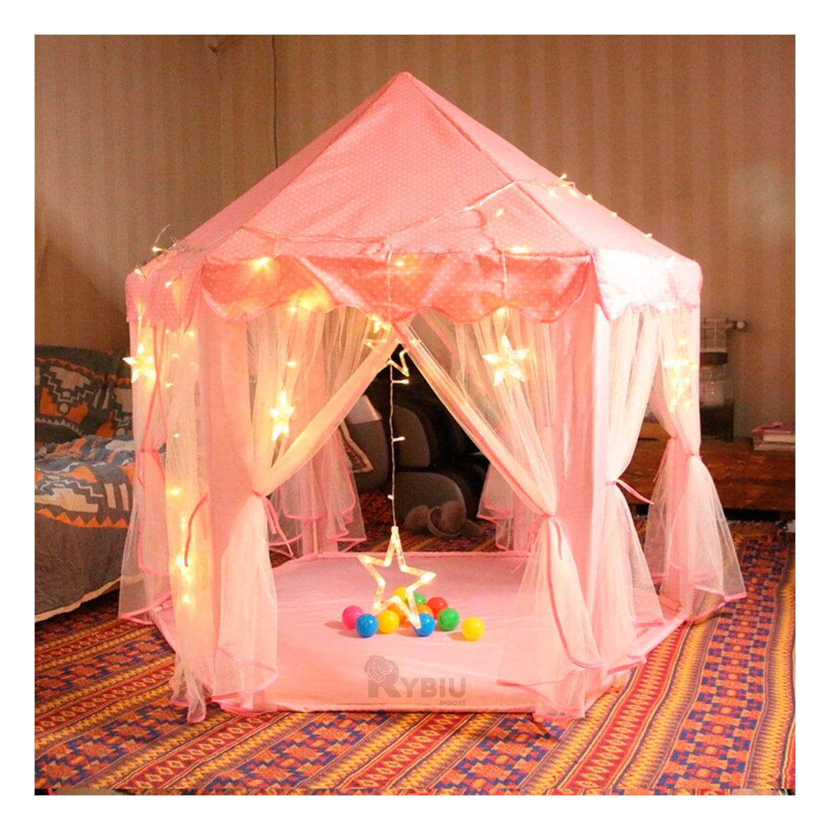 Carpa Lindo de Mujer con Luces Color Rosado Y+Stickers