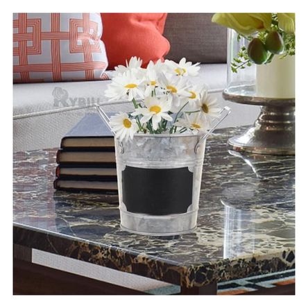 Macetero Modelo Cubo de Metal con Doble Agarradera Plateado Macetero Modelo Cubo de Metal con Doble Agarradera Plateado