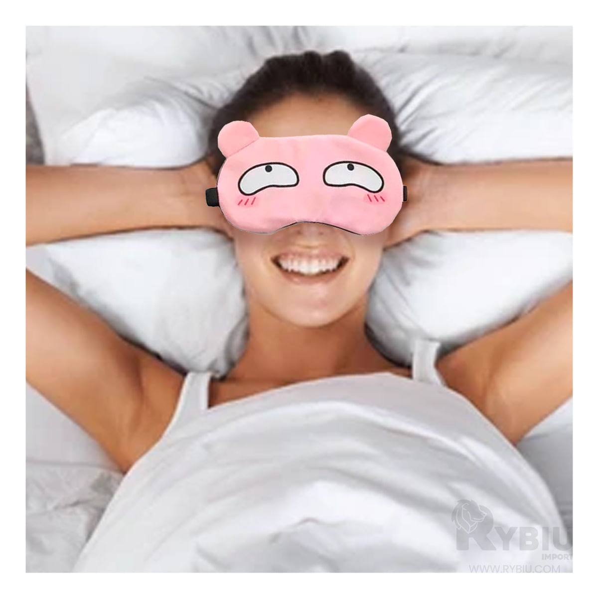 Antifaz con Estampado de Ojos y Gel Rosado Y+Papel de Regalo