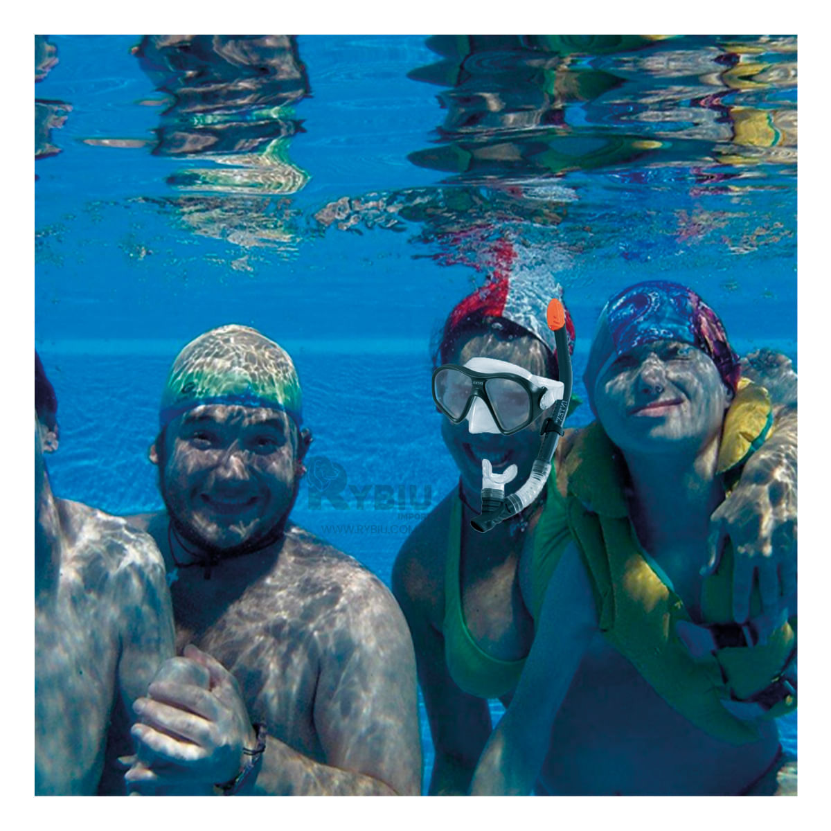 Set de 3 piezas para Buceo en Color Negro Y+Stickers