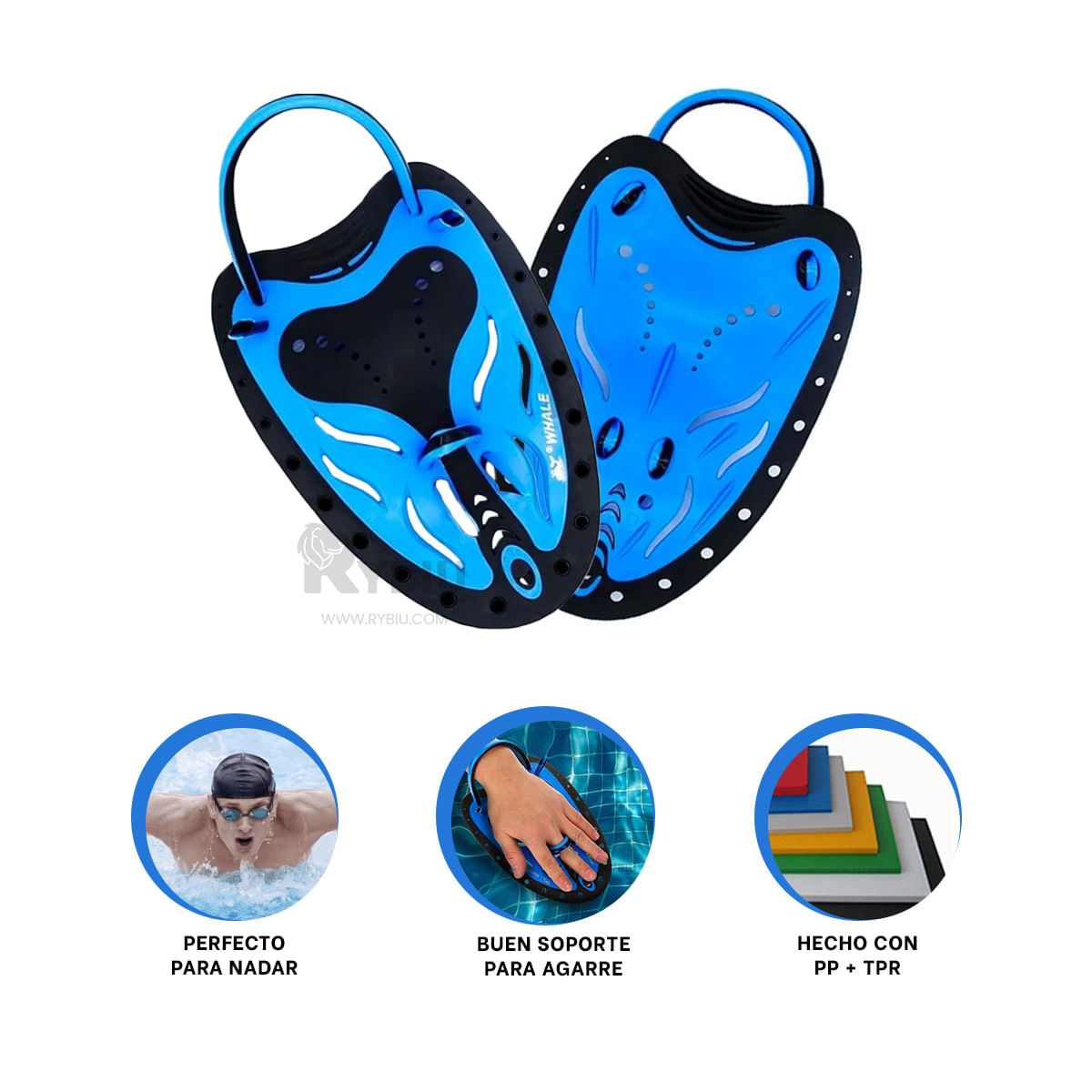 Manopla Antideslizante para Natacion Color Negro Y+Stickers