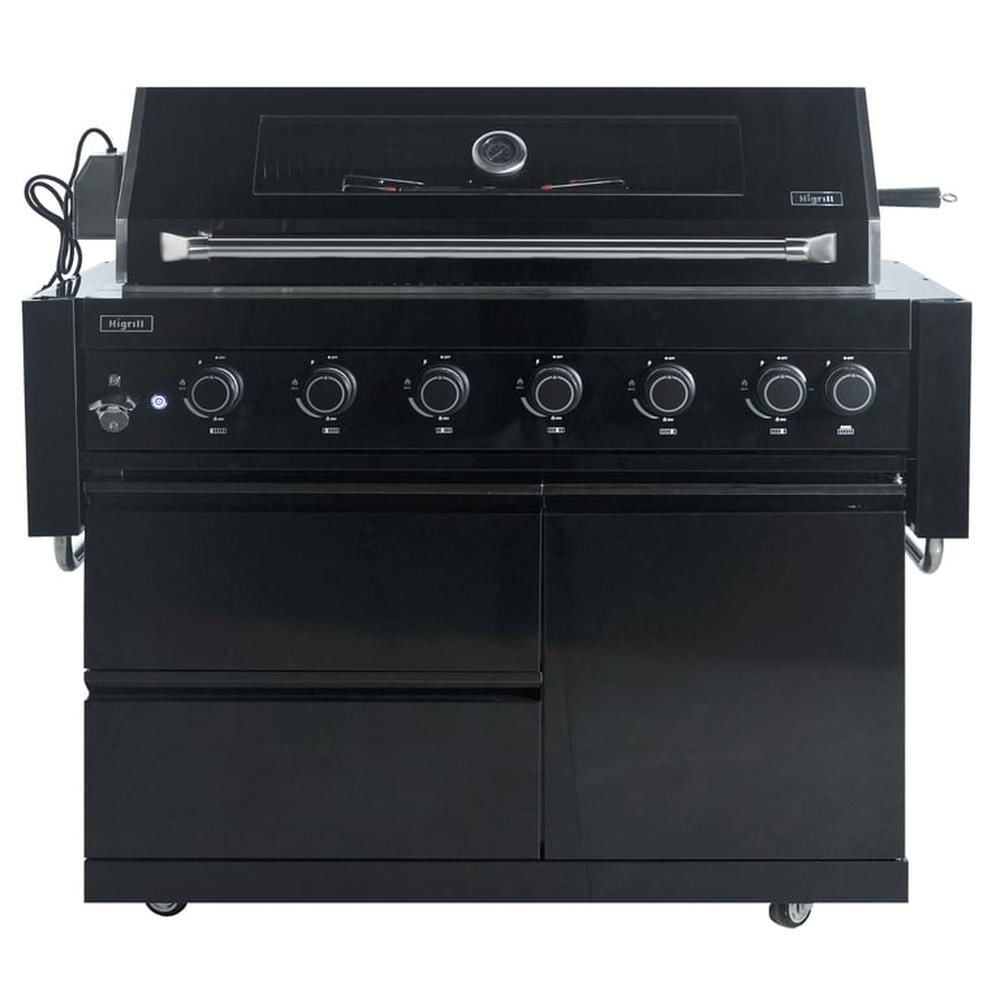 Parrilla a Gas Multicocción 7 Quemadores con Gabinete y Rostizador