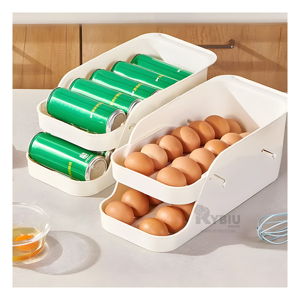 Dispensador para Huevos de 2 Niveles Tono Blanco