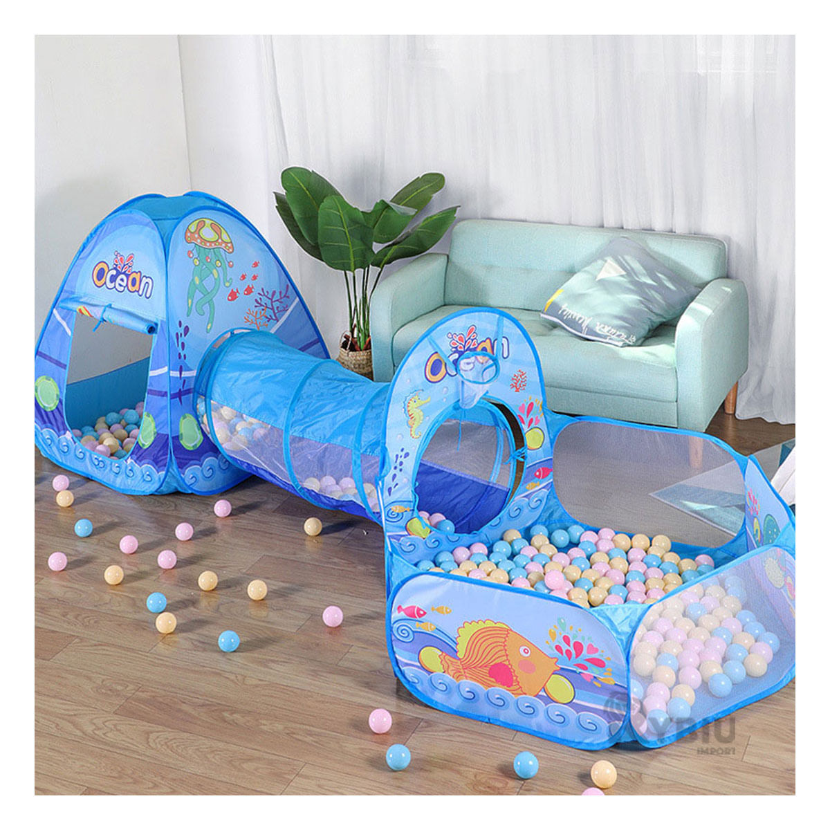 Carpa Tunel de Campo Ideal para Niños en Color Celeste