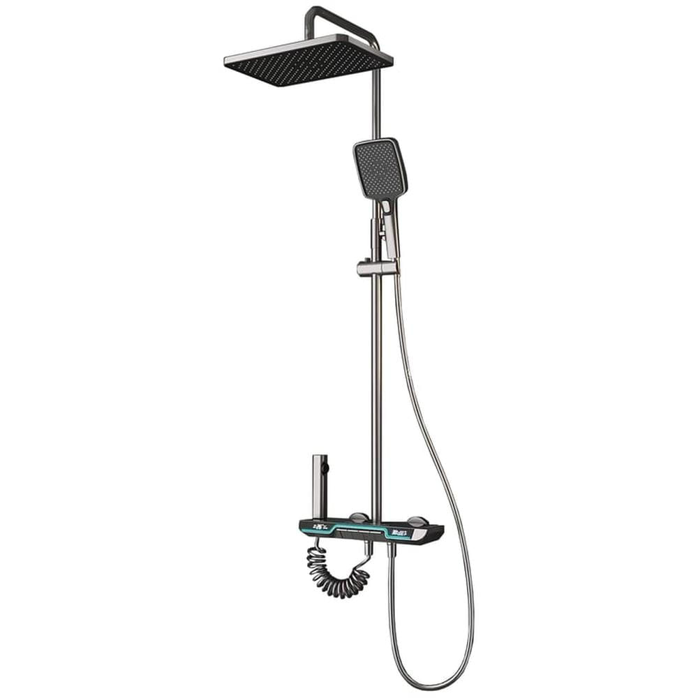 Columna de Ducha Gris 5 Multichorros con teclas y pantalla Digital Led Columna de Ducha Gris 5 Multichorros con teclas y pantalla Digital Led