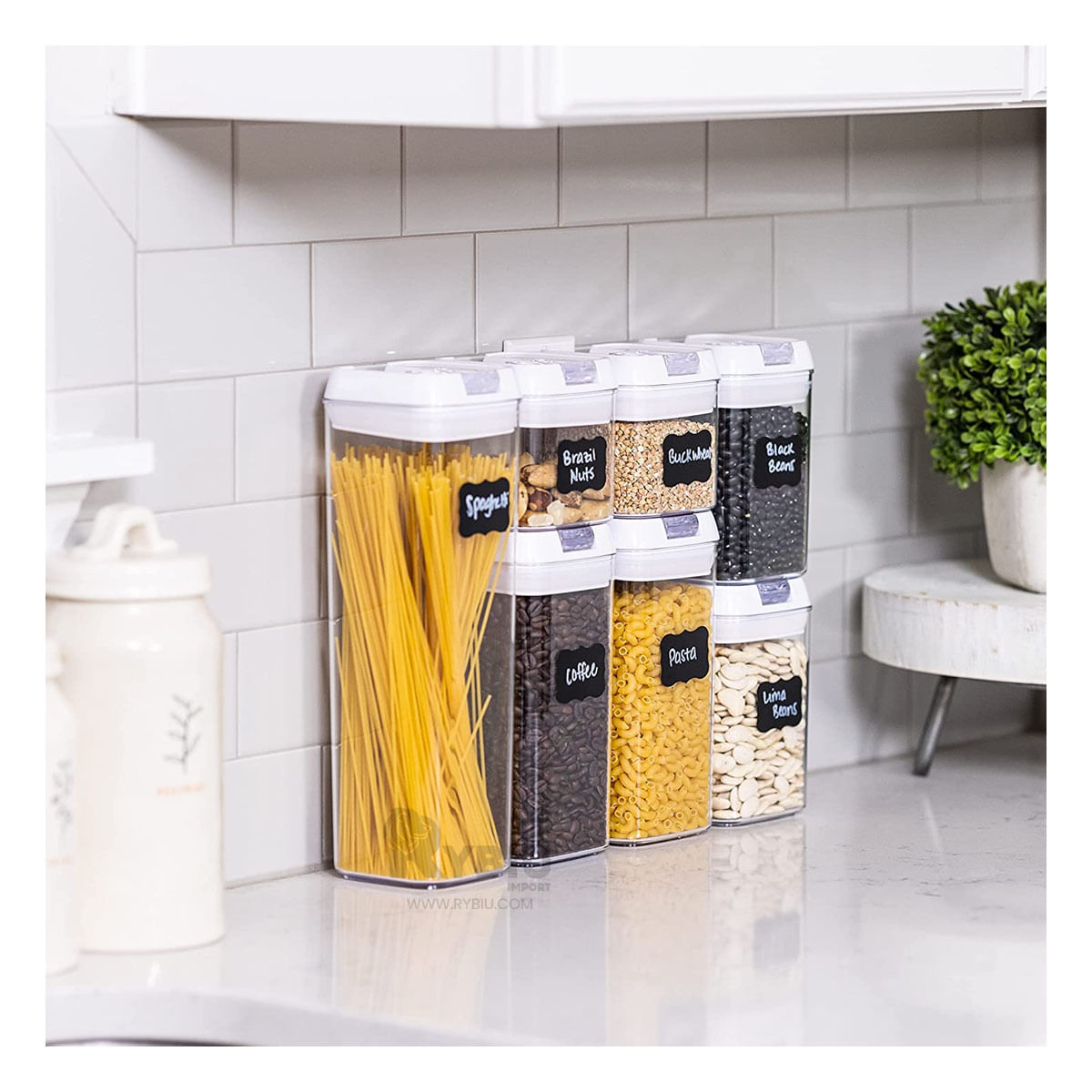 Pack de Recipientes para Despensa Blanco Y+Papel de Regalo