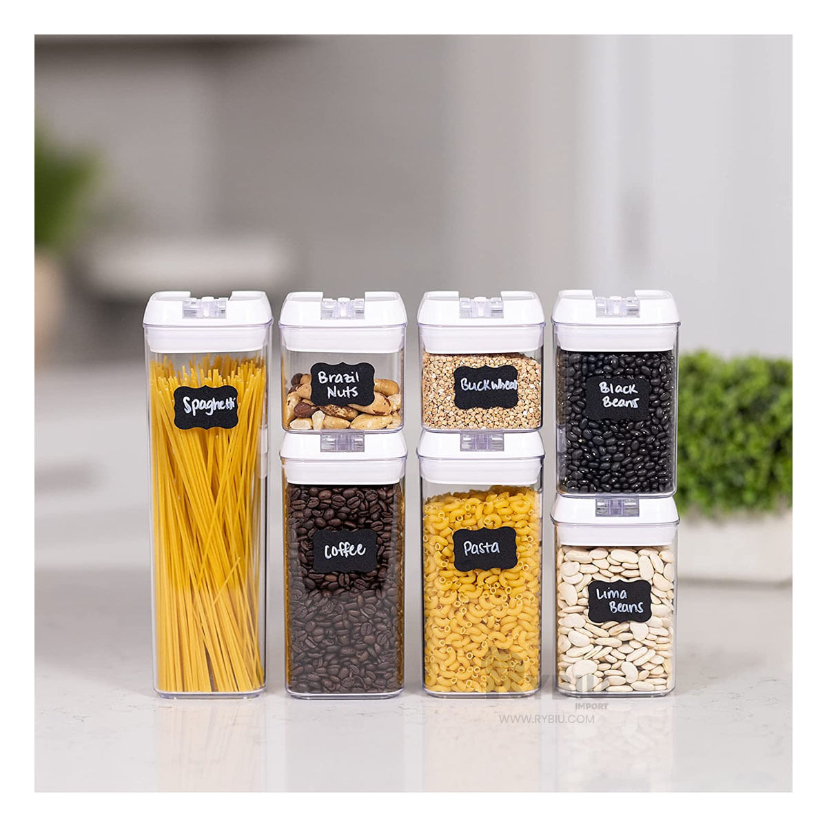 Pack 7 de Contenedores Acrílicos para Alimentos Color Blanco