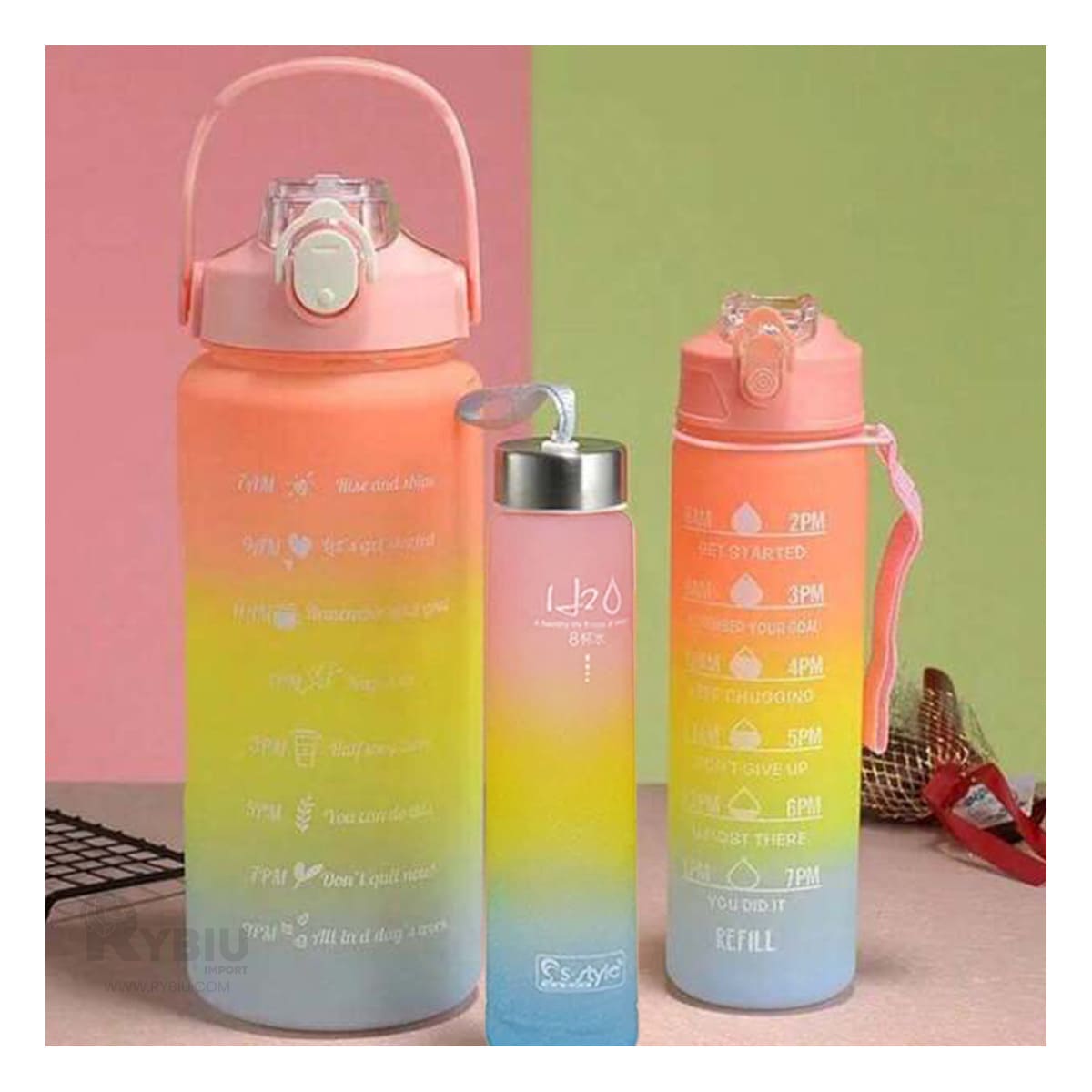 Trio de Tomatodos Practicos de 2L 1L y 300 ml de Tapa Rosada