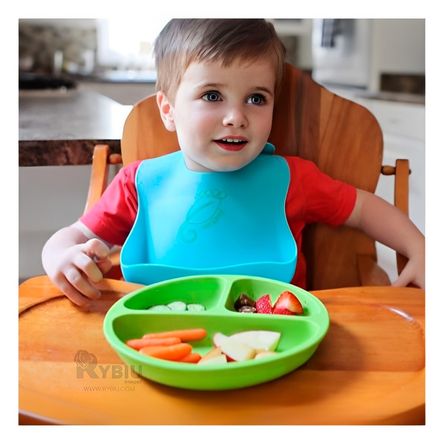 Plato con Seguridad Antiderrames Infantil Verde Y+Stickers Plato con Seguridad Antiderrames Infantil Verde Y+Stickers