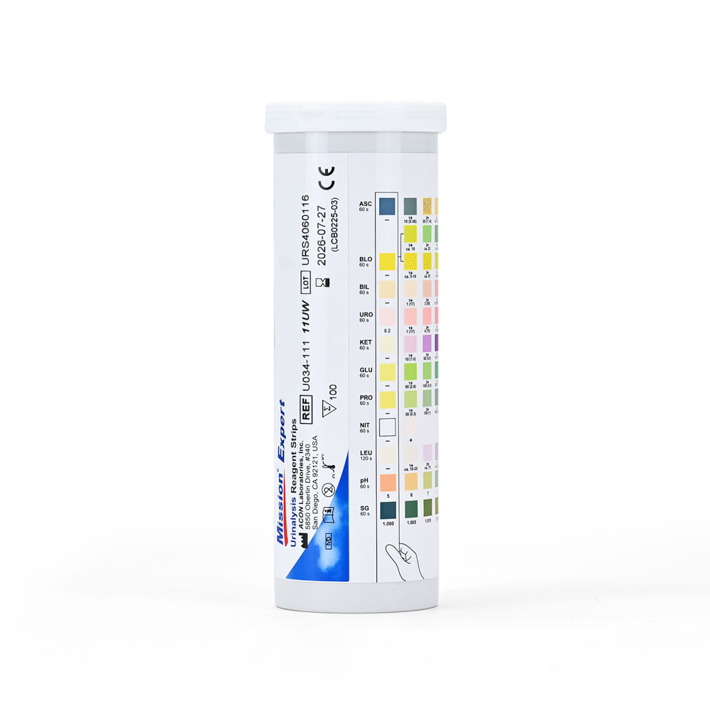 Tiras Reactivas de Orina Mission 11 Parámetros CAJA 100 UND