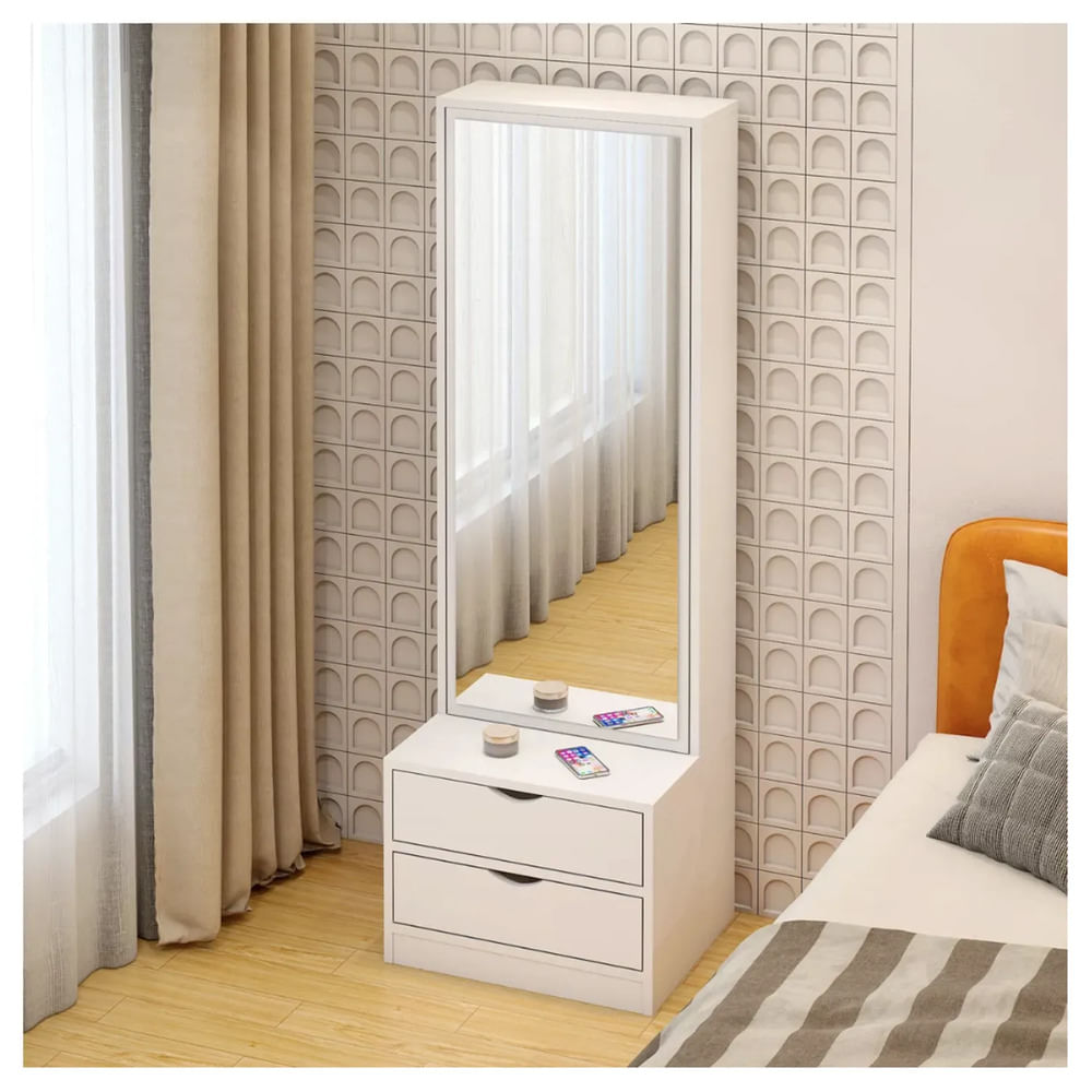 Velador Mirror Alto Moderno 2 Cajones TU MESITA