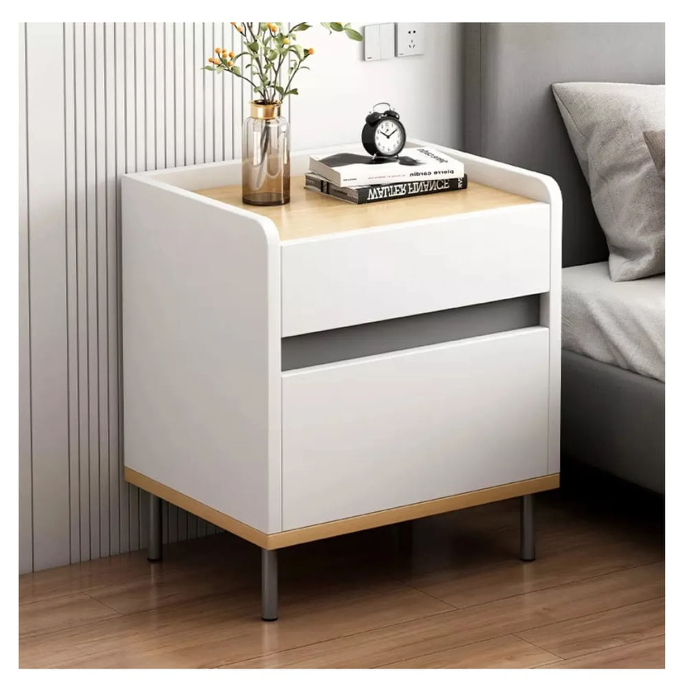 Velador Moderno Soft 2 Cajones Blanco/Panela TU MESITA