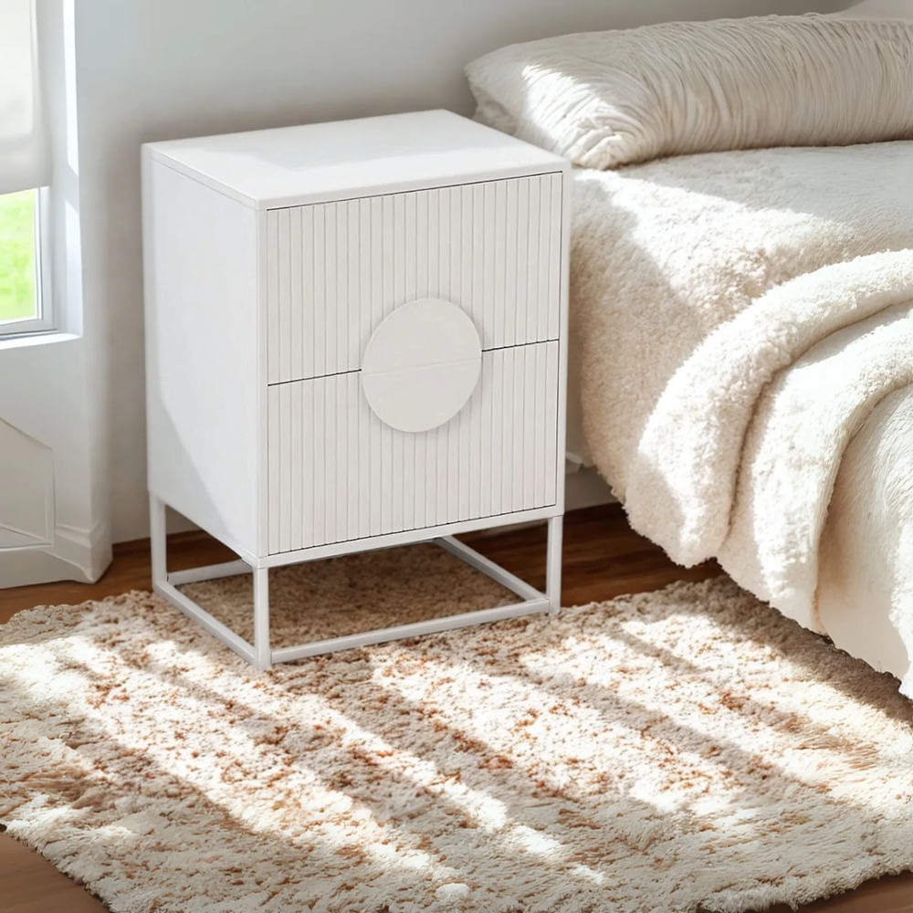 Velador Moderno Zen White 2 Cajones TU MESITA