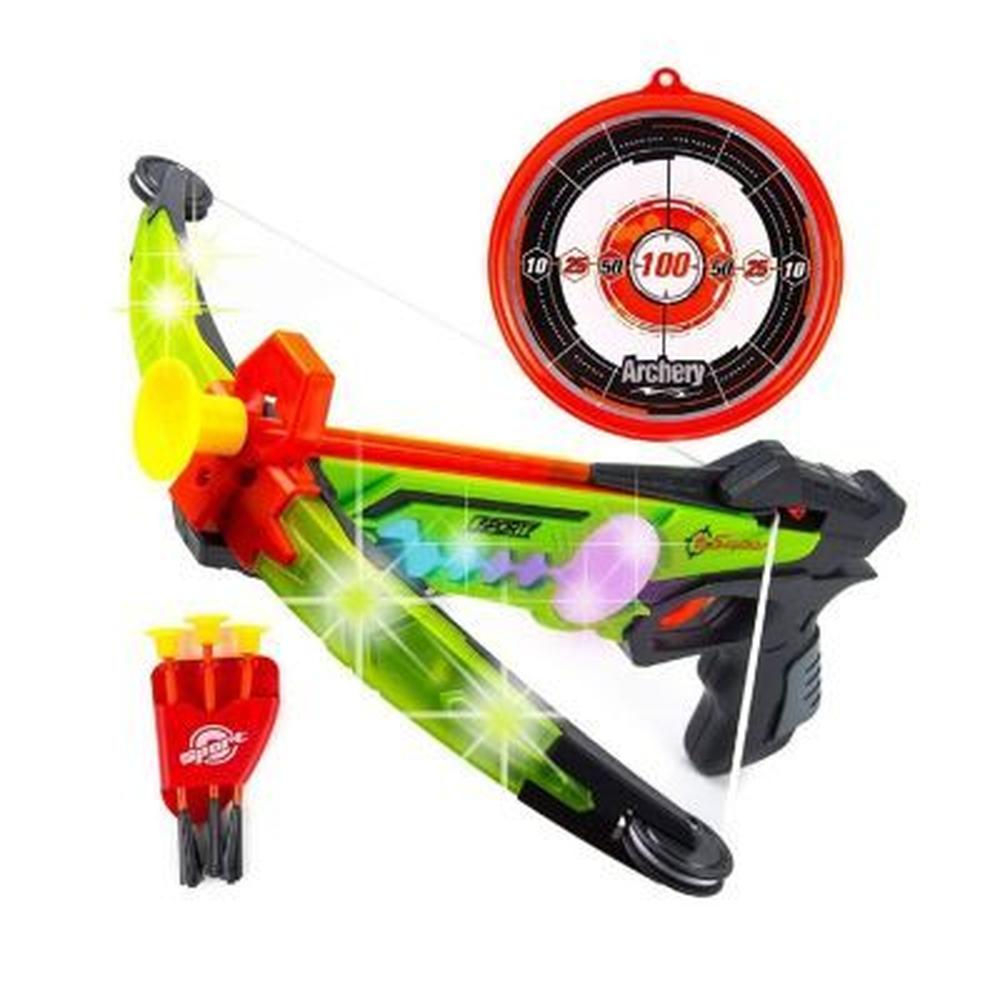 Juego de ballesta real para niños con linternas LED