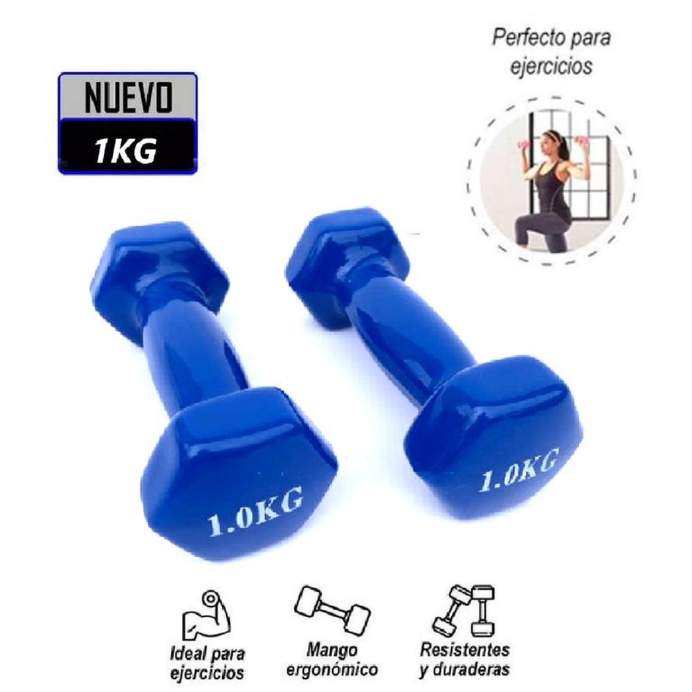 Nuevo Set Pesas Vinil Plastificada 1kg -Azul