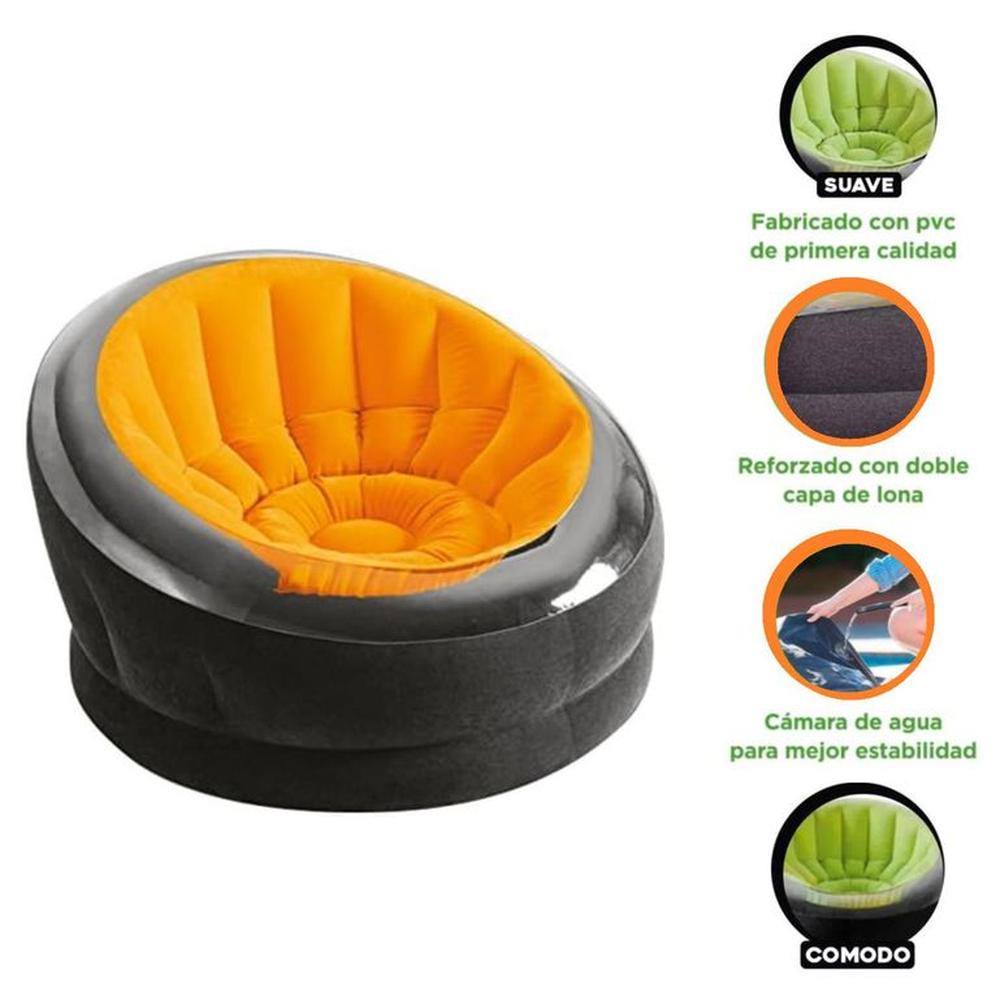 Silla Empire inflable Naranja 3 pz 122x127x81