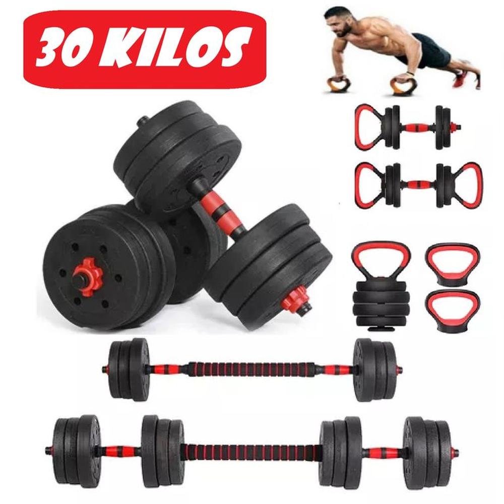Set de Pesas 30 KG Multifuncional Convertible Rusas - Rojo