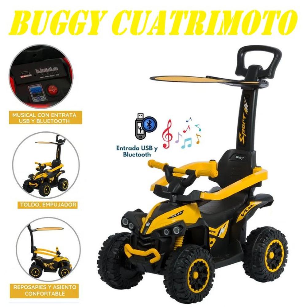Nueva Cuatrimoto Musical con Luces y Sombrilla -Amarillo