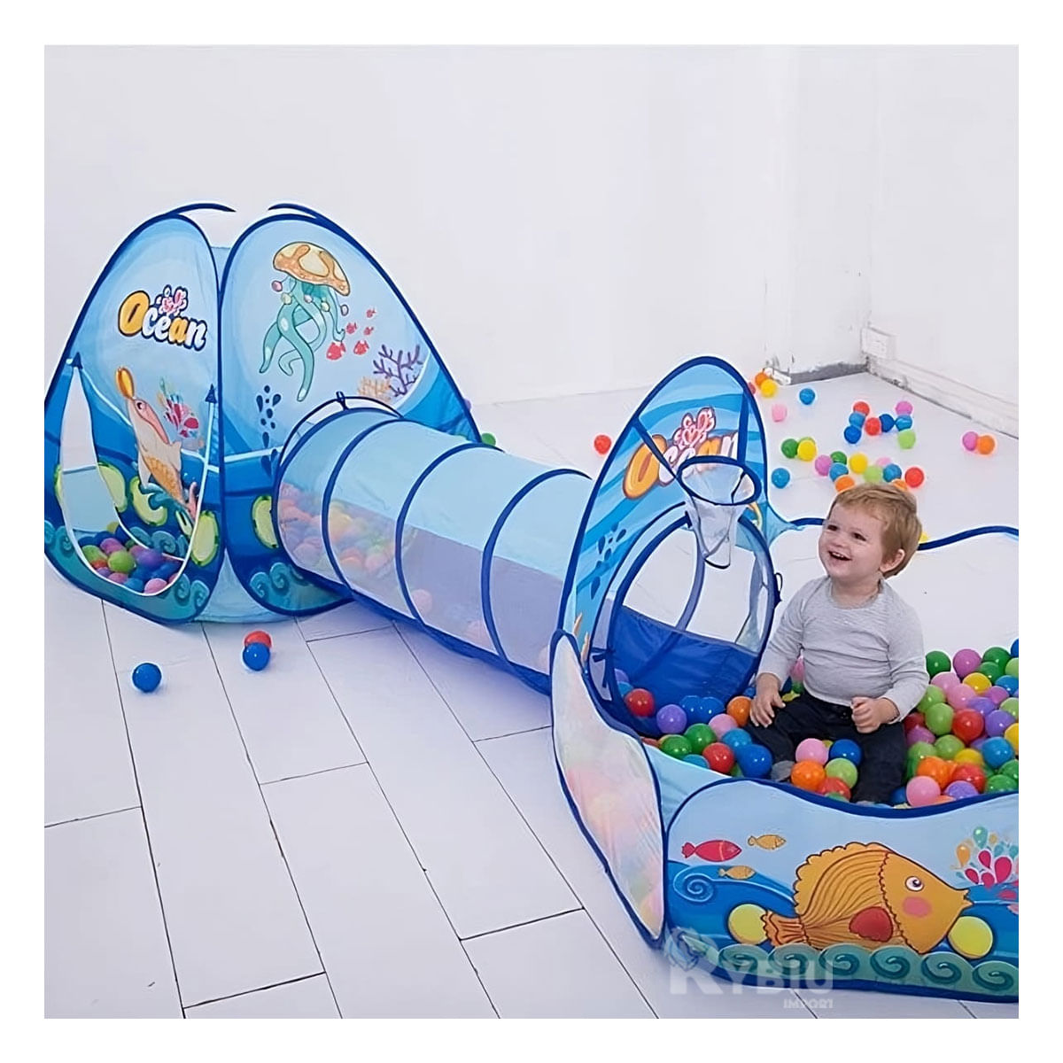 Carpa para Niño con Tunel en Color Celeste Y+Papel de Regalo