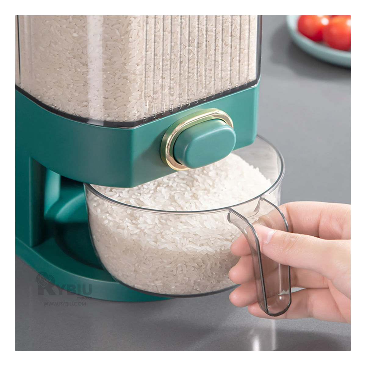 Dispensador Funcional de Arroz Color Verde Y+Stickers