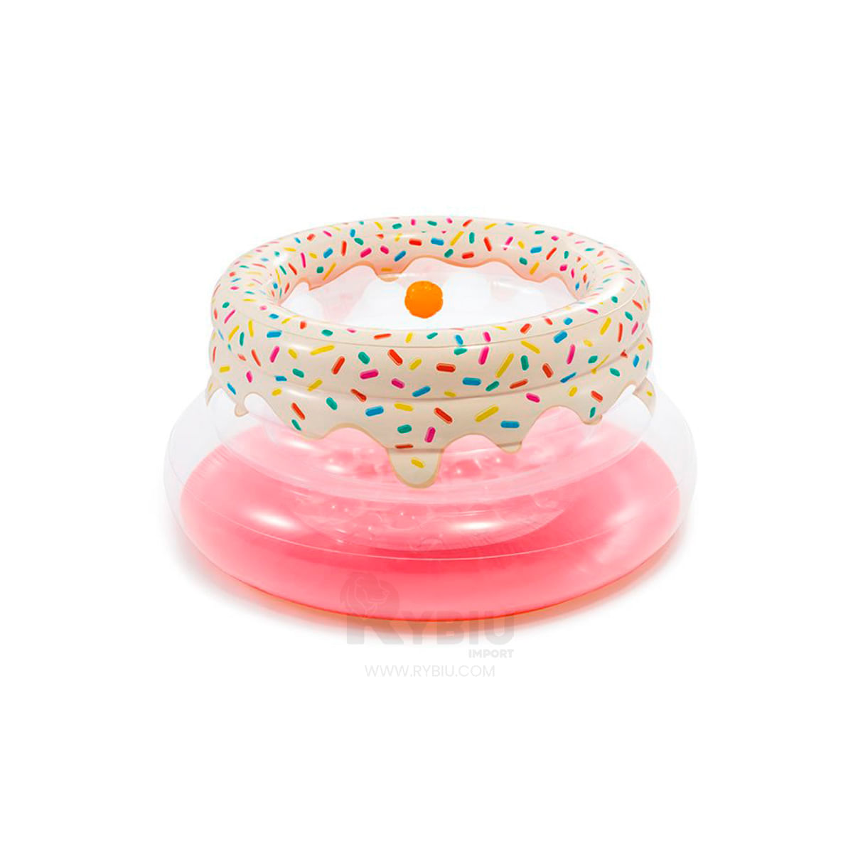 Dona Inflable Resistente de Fresa Color Rosa Y+Stickers