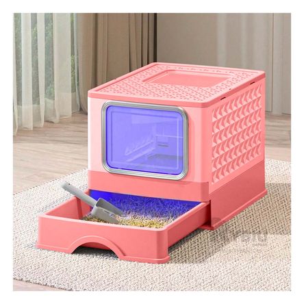 Arenero con Tapa y Bandeja Removible en Rosado Y+Stickers Arenero con Tapa y Bandeja Removible en Rosado Y+Stickers