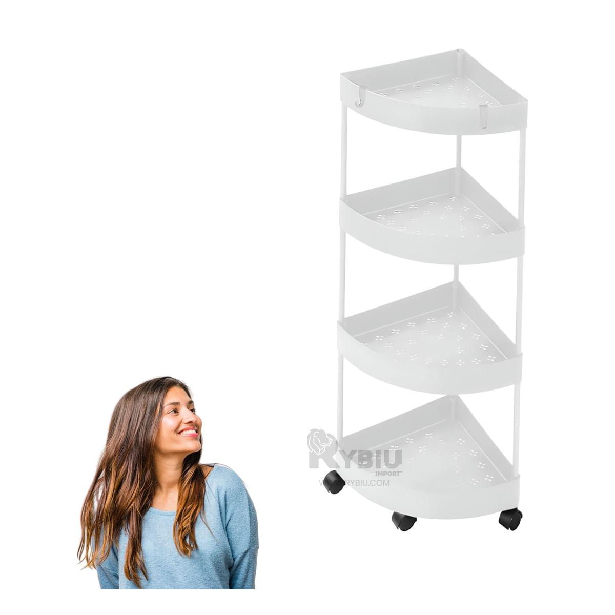 Estante para Cocina con Ruedas Tono Blanco Y+Stickers