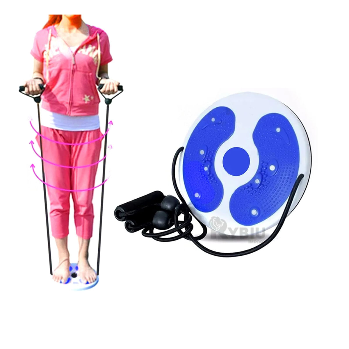 Disco Fitness con Ligas de Color Azul Y+Papel de Regalo